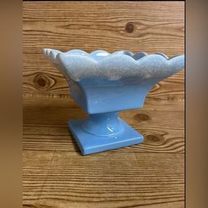 Hull Blue Stemmed Planter Square Made in the USA